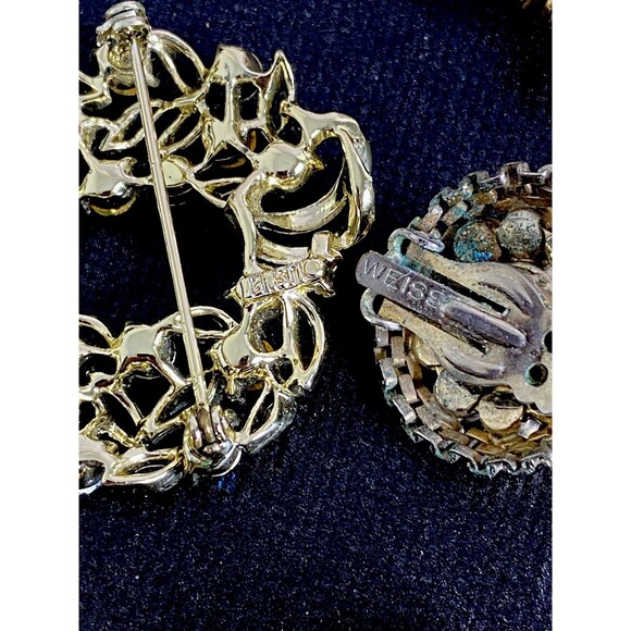Vintage ALL SIGNED 20 Piece Rhinestone Jewelry Lot WEISS Florenza Crown Trifari+ - Picture 16 of 16